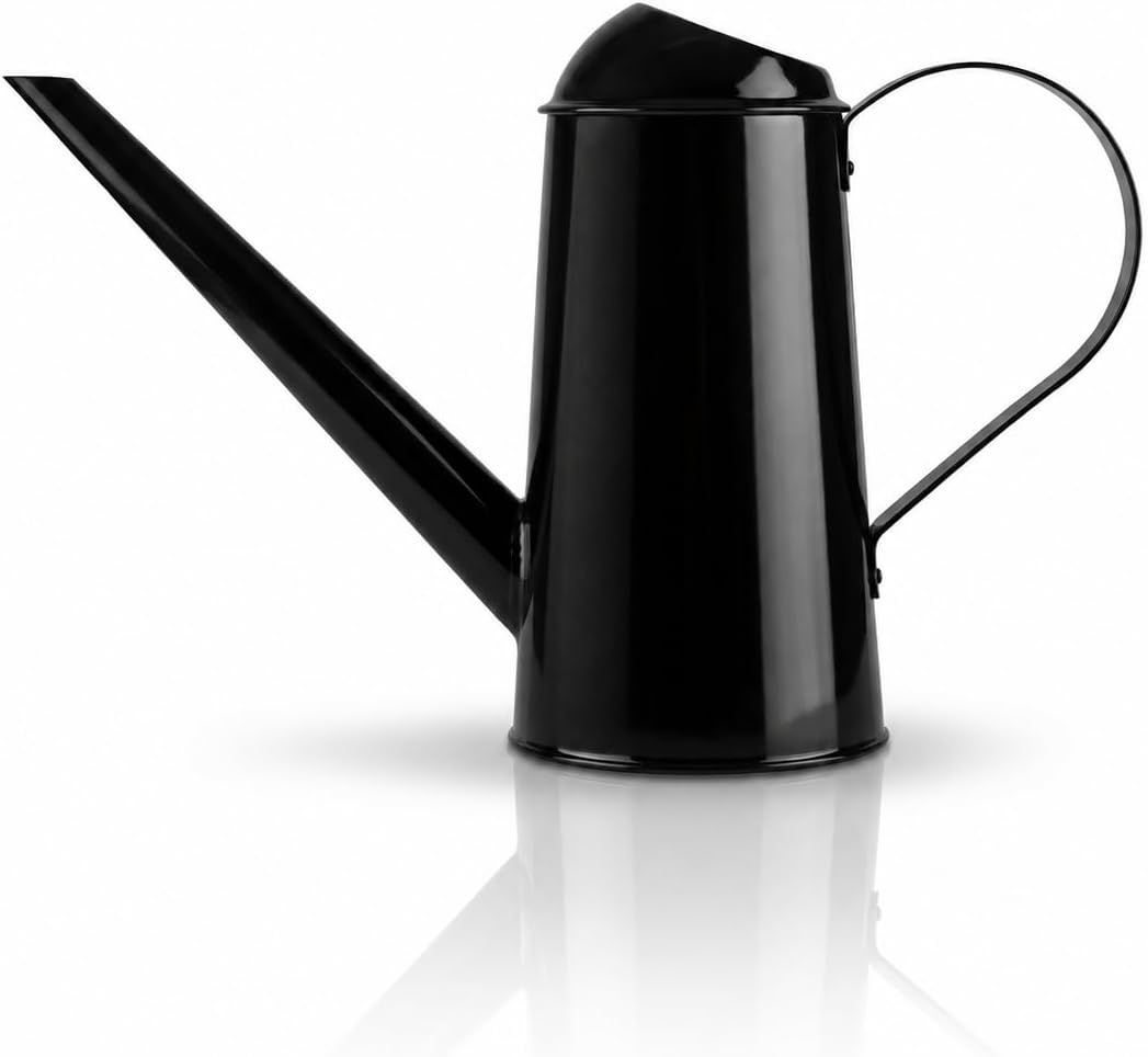 Bamworld Metal Watering Can Indoor Plants with Long Spout 1/2 Gallon Black