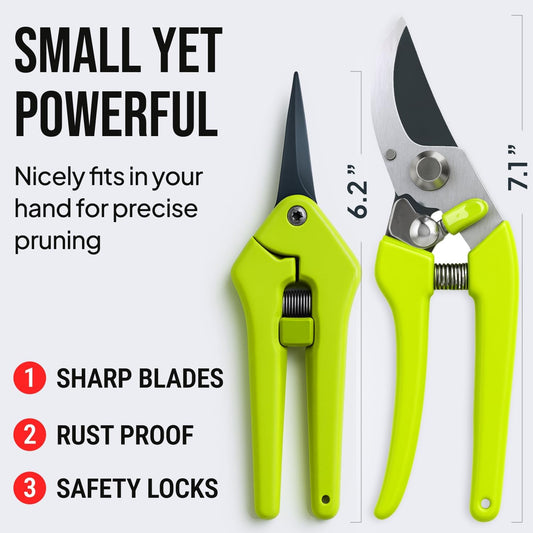 2-Pack Stainless Steel Gardening Scissors, Pruning Shears and Clippers for Gardening