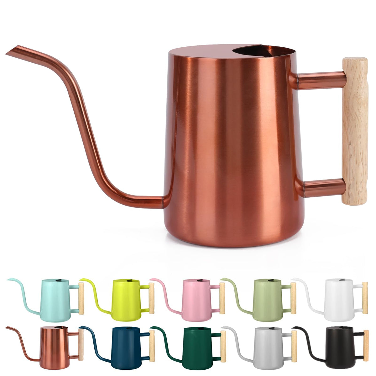 Watering Can Indoor Plants, 35oz Small Stainless Steel Metal Watering Can Modern Decorative Watering Pot with Long Spout for Indoor House Plant Bonsai Garden Flowers (Copper)
