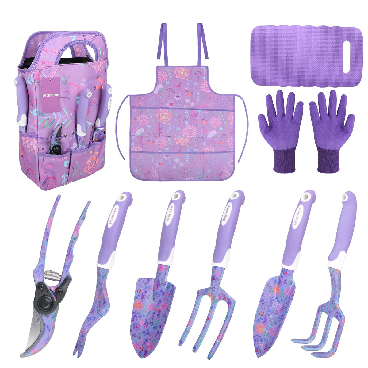 Pink Garden Tool Sets 4-Piece, Aluminum Gardening Hand Tool Kit