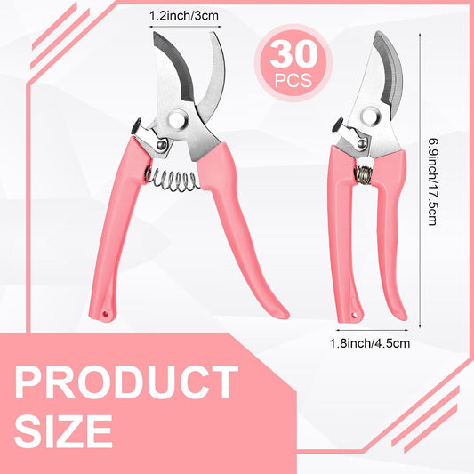 Chumia 30 Pack Garden Shears Flower Clippers for Plant Cutting, Pink