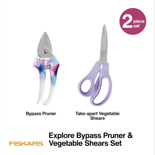 Fiskars 2-Piece Garden Tool Set, Pruning Shears & Vegetable Scissors