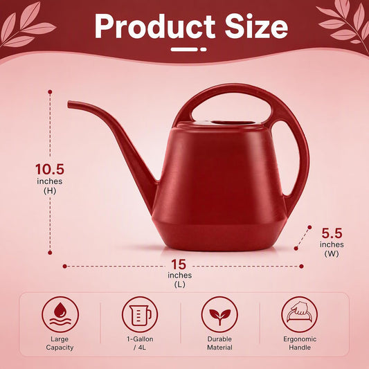 Fasmov Plastic Watering Can, Burnt Red, 1-Gallon