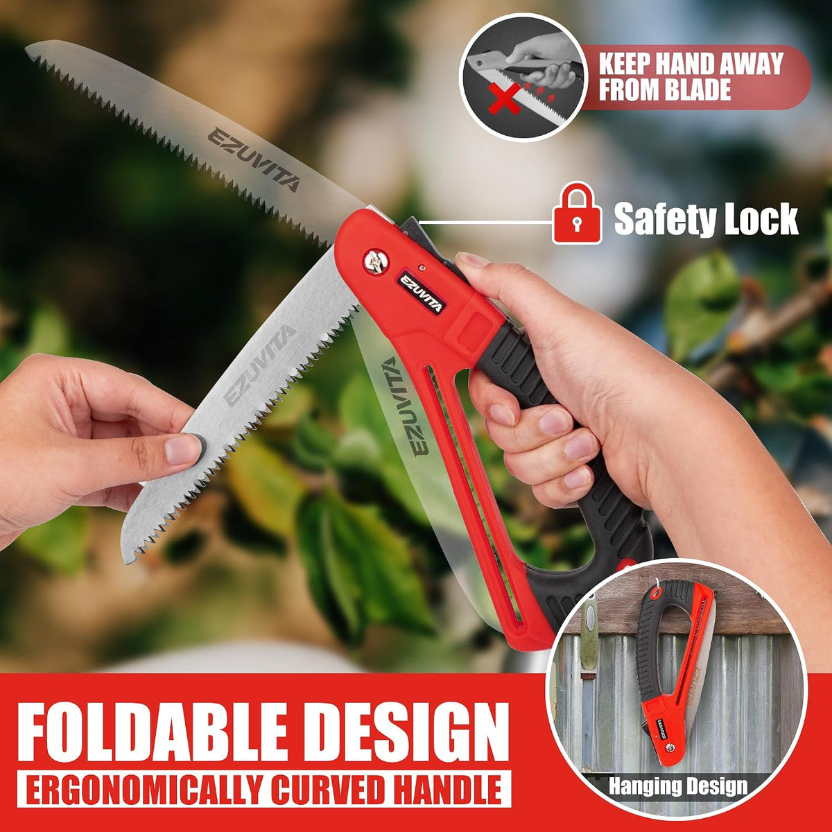 3PC Gardening Tool Set, 7 inch Folding Saw, Pruner & Shears