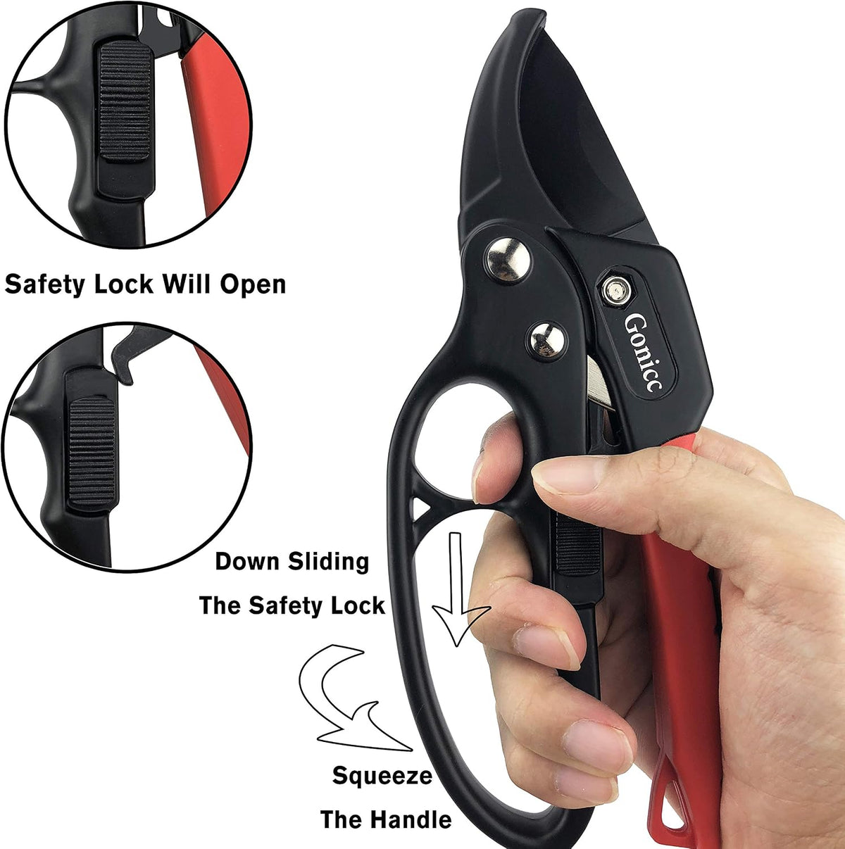 gonicc 8" Professional Ratchet Anvil Pruning Shears (GPPS-1011)