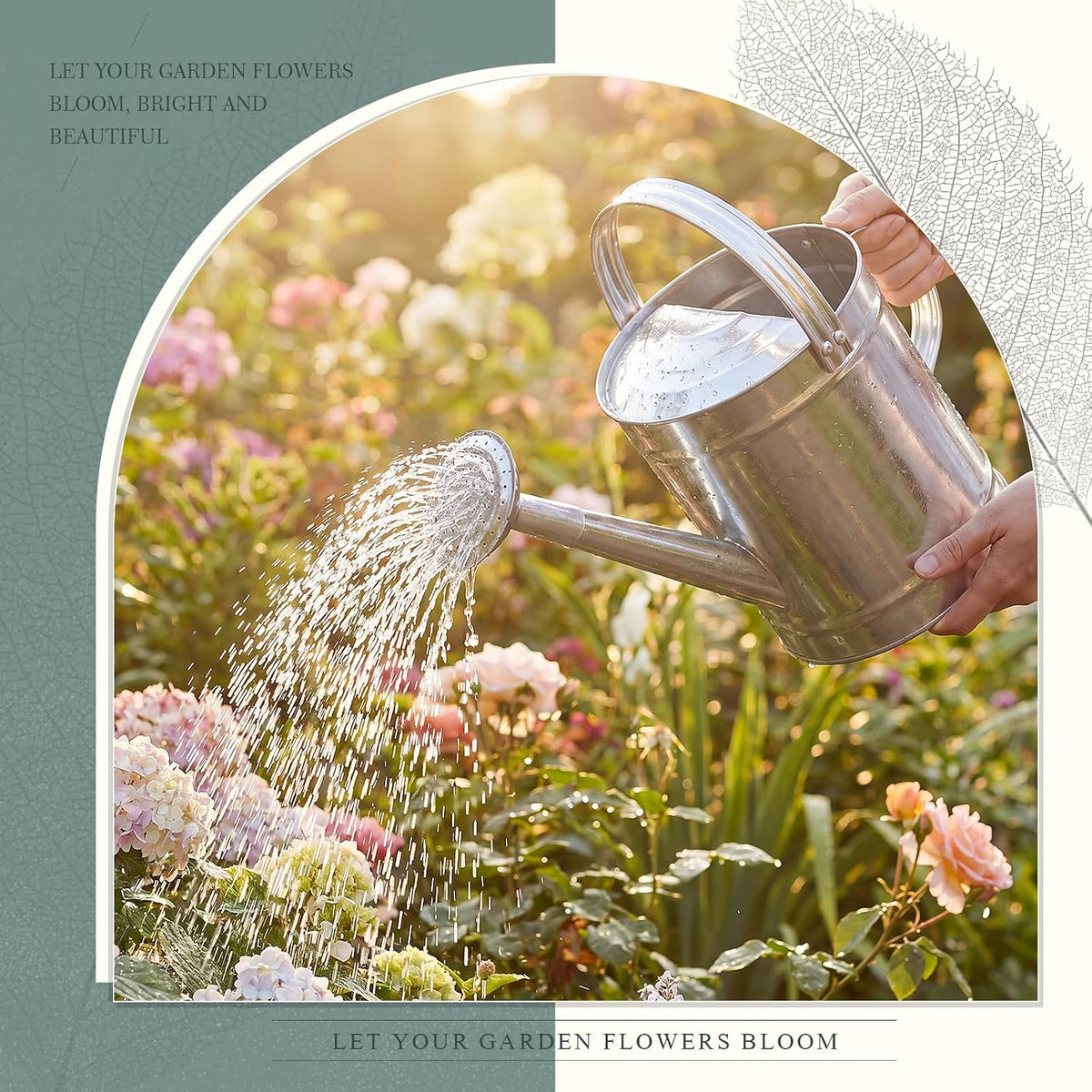 Geetery 1 Gallon Galvanized Metal Watering Can, Removable Spout, Silver