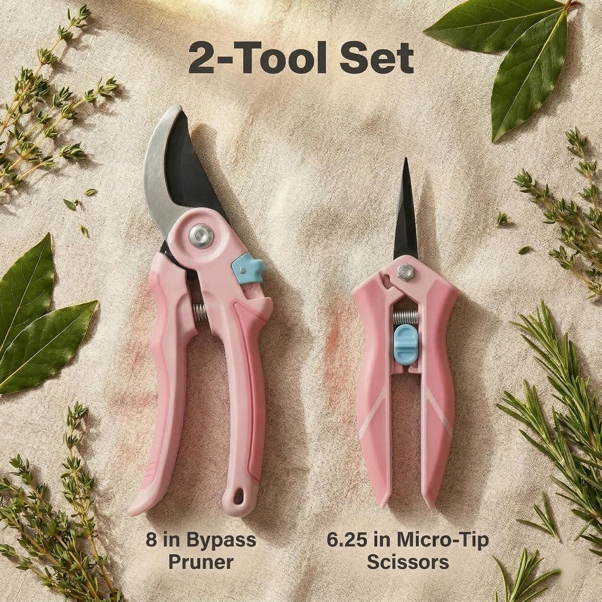 NEXON Pruning Shears 2-Pack, Bypass 8" & 6.25", SK5 Steel Garden Shears