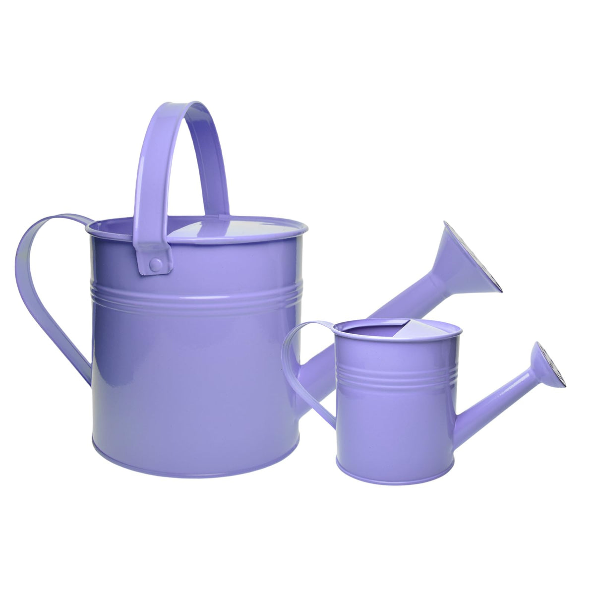 Small Metal Watering Can Set, Pink, 1.2L and 0.23L Garden Cans with Long Spout, Indoor Outdoor Plant Care (Green Blue)