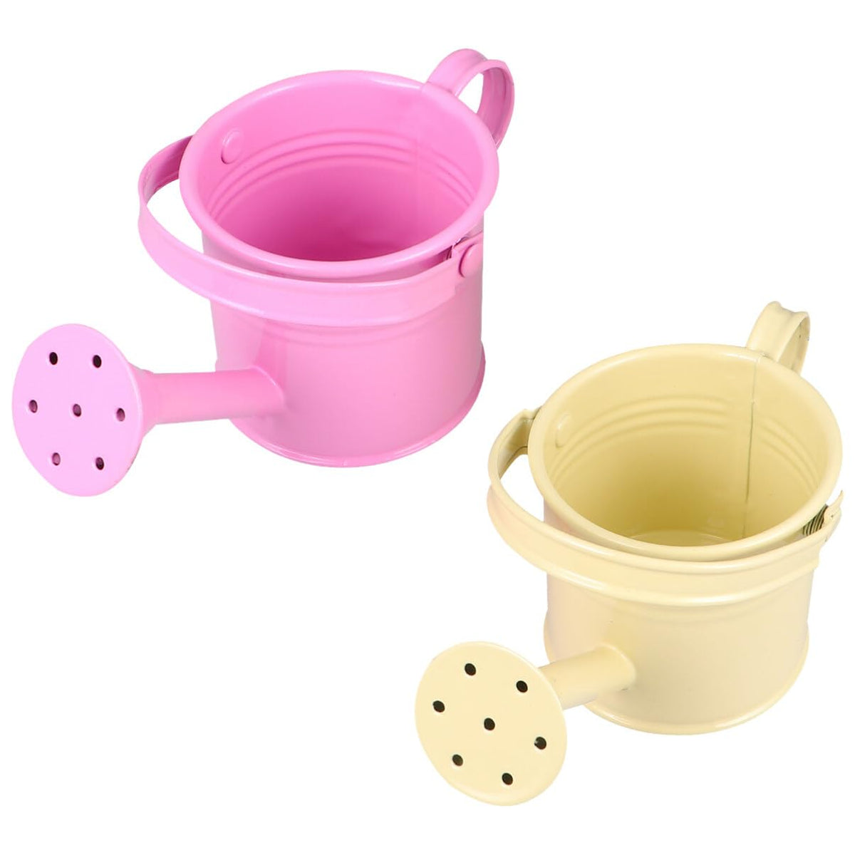 Kids Watering Can Metal Small Watering Can for Indoor Plants, Iron Mini Water Bottle for Garden Yarde Home Plants Flower Bonsai Pots (Red and Light, 2PCS)