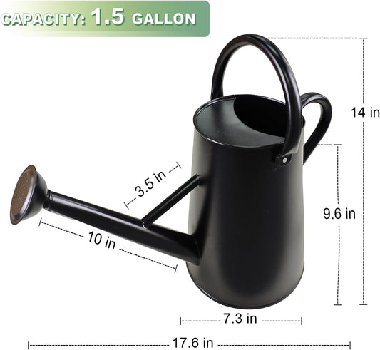 Watering Can for Outdoor&Indoor Plants，1.5 Gallon，Black