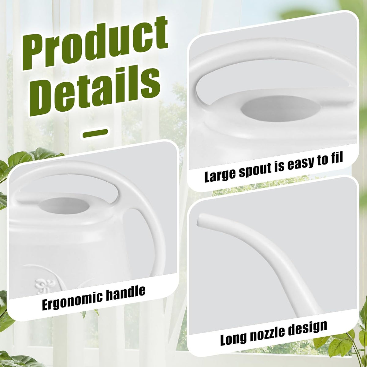 Plastic Watering Can - White Color - 1 Gallon
