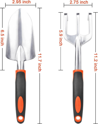 Garden Tool Set, 2 Pack Gardening Tools Set Garden Shovel and Hand Rake