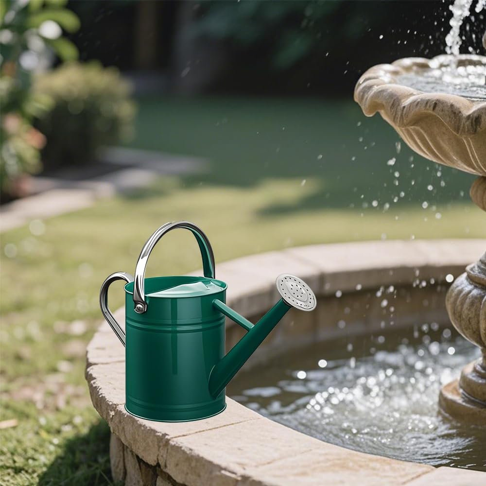 Metal Watering Can for Outdoor Plants, Watering Can Decor 1 Gallon (Green)