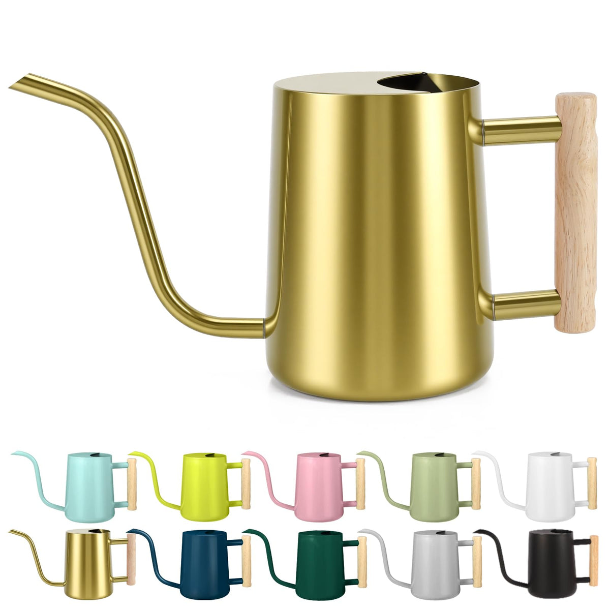 Watering Can Indoor Plants, 35oz Small Indoor Stainless Steel Metal Watering Can Modern Decorative Watering Pot with Long Spout for Indoor House Plant Bonsai Garden Flowers (Sage Green)