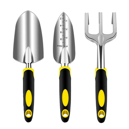 Garden Tool Set, 3 Piece Gardening Tools Includes Garden Trowel, Transplant Trowel and Hand Rake with Non-Slip Ergonomic Handle, Heavy Duty Garden Kit for Planting, Garden Gifts, Red