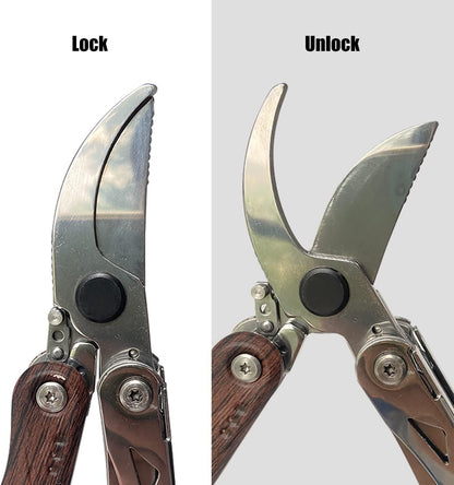 Pruning Shears, 7 in 1 Garden Pruners, Multitools Folding Gardening Shears, 8" Professional Garden Scissors, Garden Clippers, Garden Shears Pruning, Pruning Scissors
