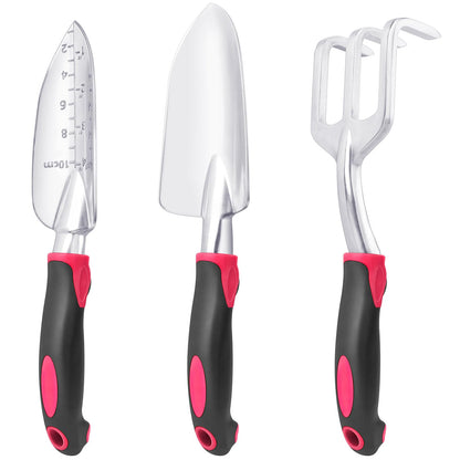Garden Tools Set, 3 Pack Garden Shovel, Transplant Trowel, Hand Rake Green