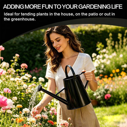 1.5 Gallon Metal Watering Can for Outdoor Plants, Large Watering Can, Black
