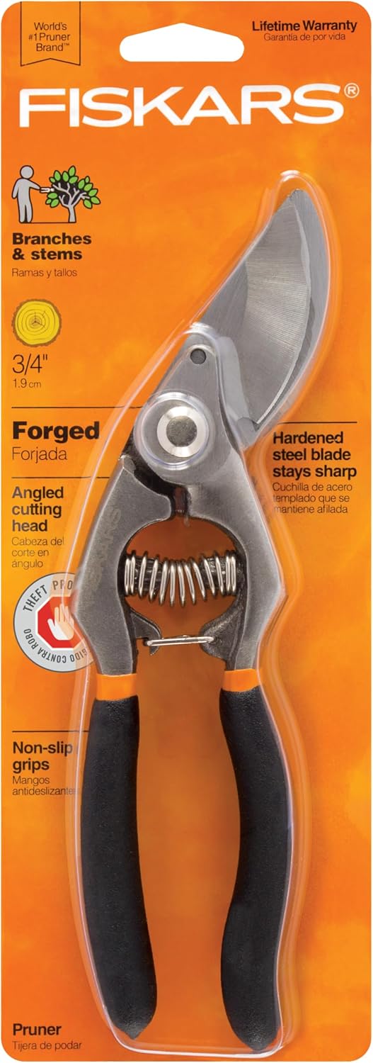 Fiskars Forged Steel Bypass Pruning Shears, Garden Tools, 3/4" Cut Capacity