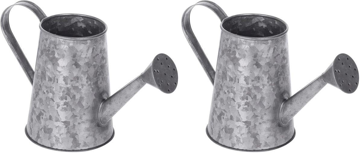 MyGift Vintage Galvanized Metal Watering Can Vases for Flowers, Set of 2