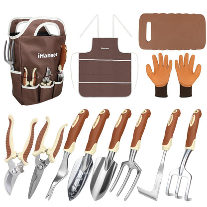 Pink Garden Tool Sets 4-Piece, Aluminum Gardening Hand Tool Kit
