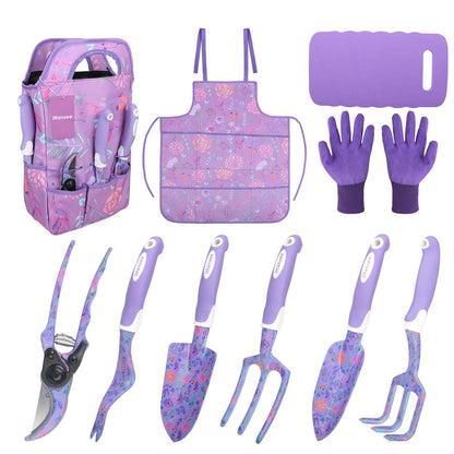 Pink Garden Tool Sets 4-Piece, Aluminum Gardening Hand Tool Kit