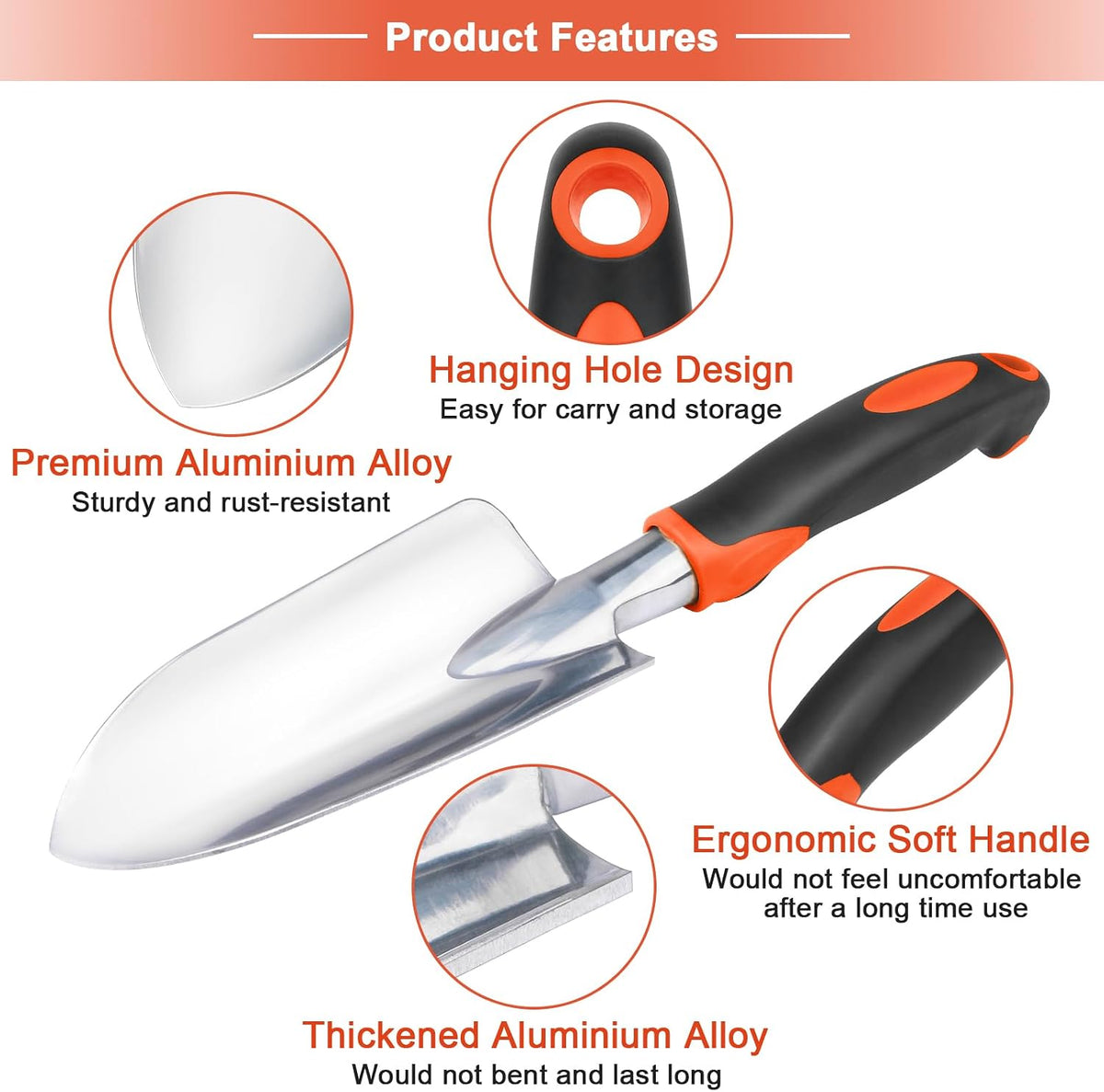 Garden Tool Set, 2 Pack Gardening Tools Set Garden Shovel and Hand Rake