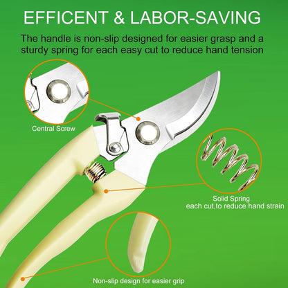 5Pack Pruning Shears, Stainless Steel Garden Shears with Gardening Gloves