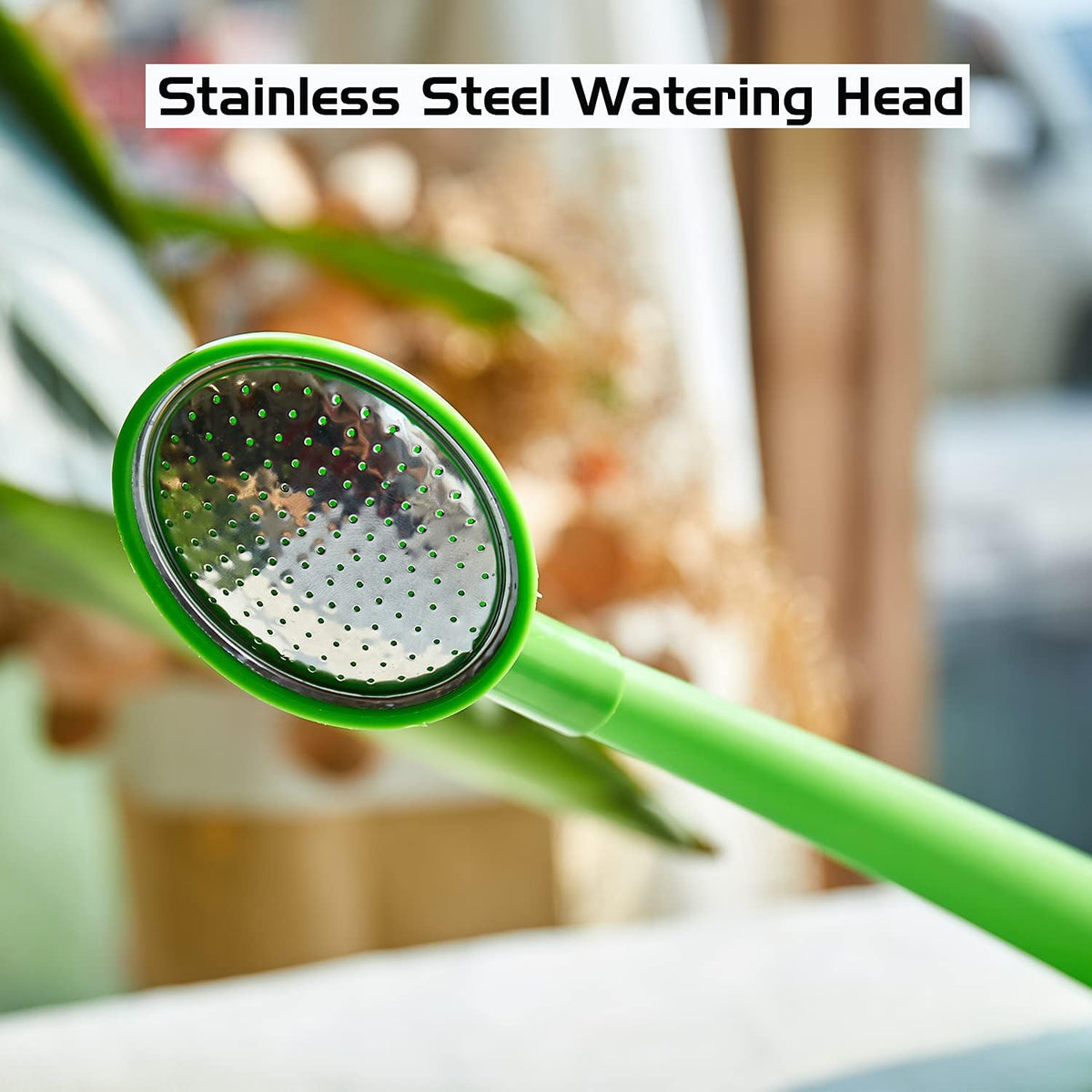 Plastic Watering Can for Indoor & Outdoor Plants 1 Gallon/4-Liter, Ebristar Watering Pot for Garden Flower with Long Spout and Removable 360 Degree Rotation Sprinkler Head, Green
