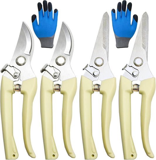 5Pack Pruning Shears, Stainless Steel Garden Shears with Gardening Gloves