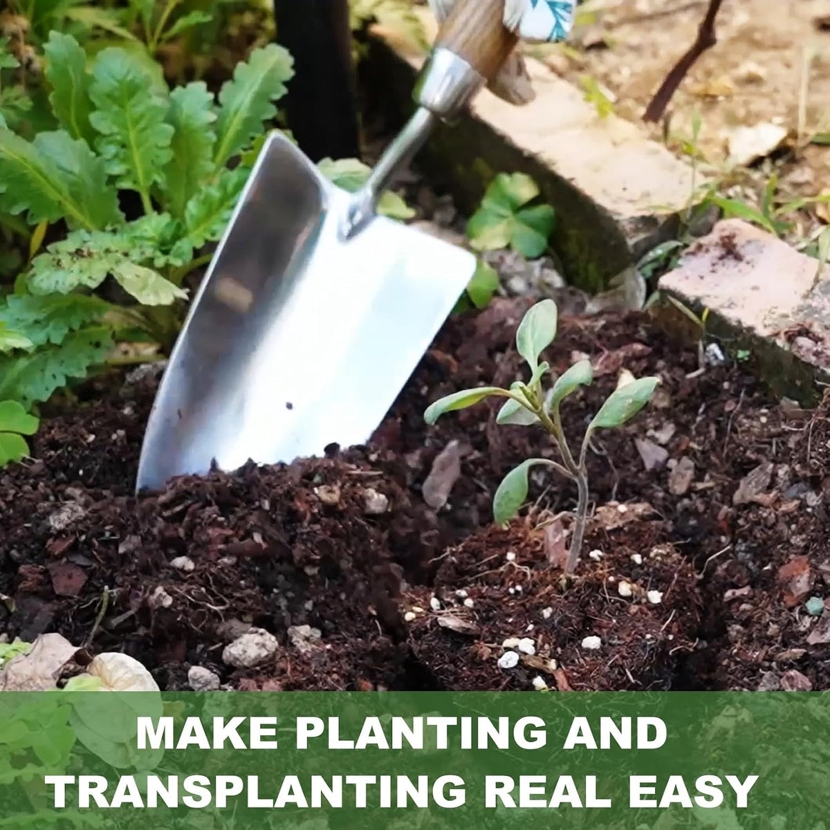 Haliaeetus Garden Trowel Hand Tool, Bend Proof Stainless Steel Hand Trowel