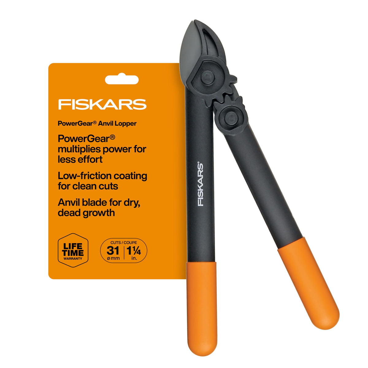 Fiskars 32” PowerGear Garden Bypass Loppers, Tree Trimmer, 2" Cut Capacity