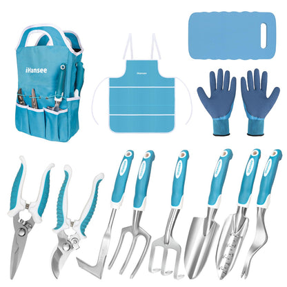 Pink Garden Tool Sets 4-Piece, Aluminum Gardening Hand Tool Kit
