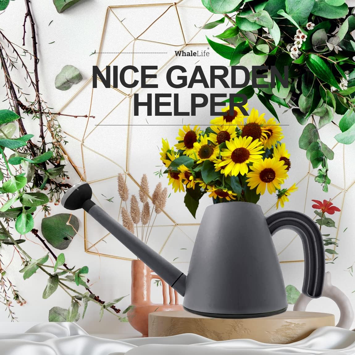 Indoor Plant Watering Can Long Spout for House Plants 2L/67oz Gray