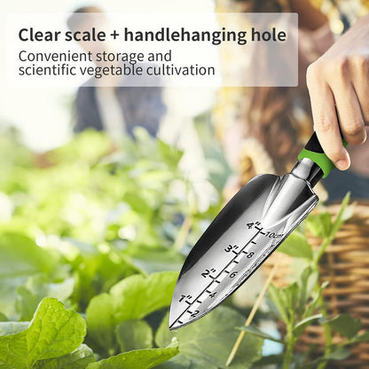 Gardening Hand Tool Set 3 Pack - MDSXO Heavy Duty Gardening Kit with Non-Slip Soft Ergonomic Handle, Great Garden Gift for Women Men[Stainless Steel]