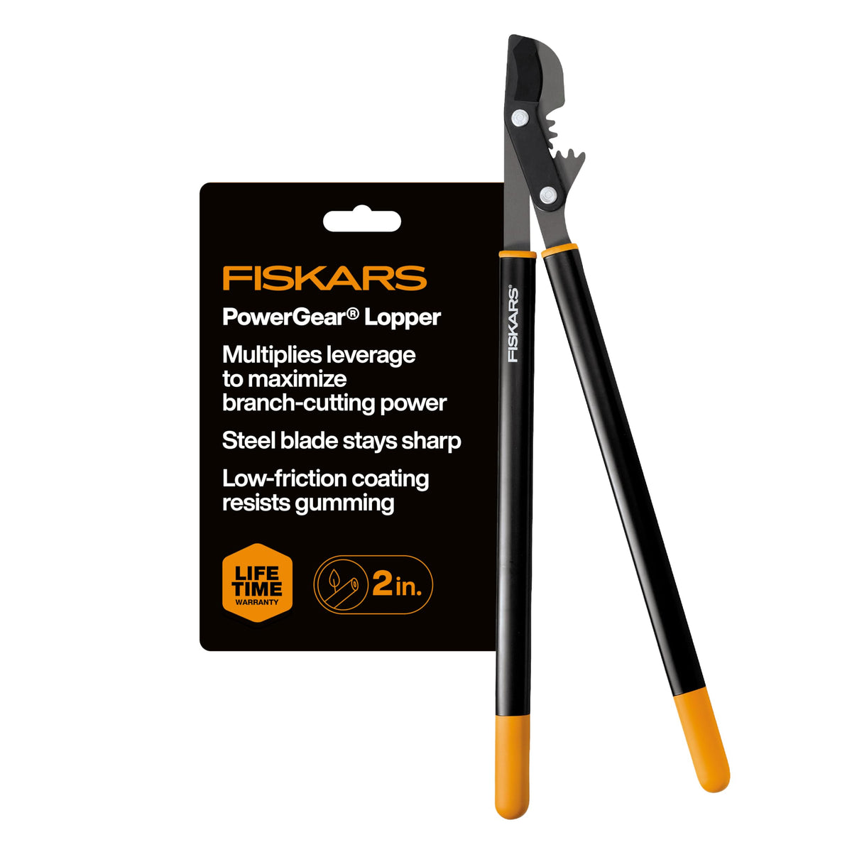 Fiskars 32” PowerGear Garden Bypass Loppers, Tree Trimmer, 2" Cut Capacity