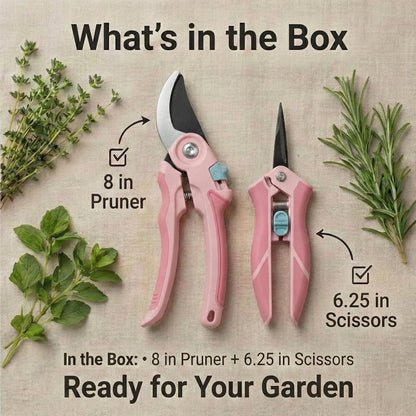 NEXON Pruning Shears 2-Pack, Bypass 8" & 6.25", SK5 Steel Garden Shears
