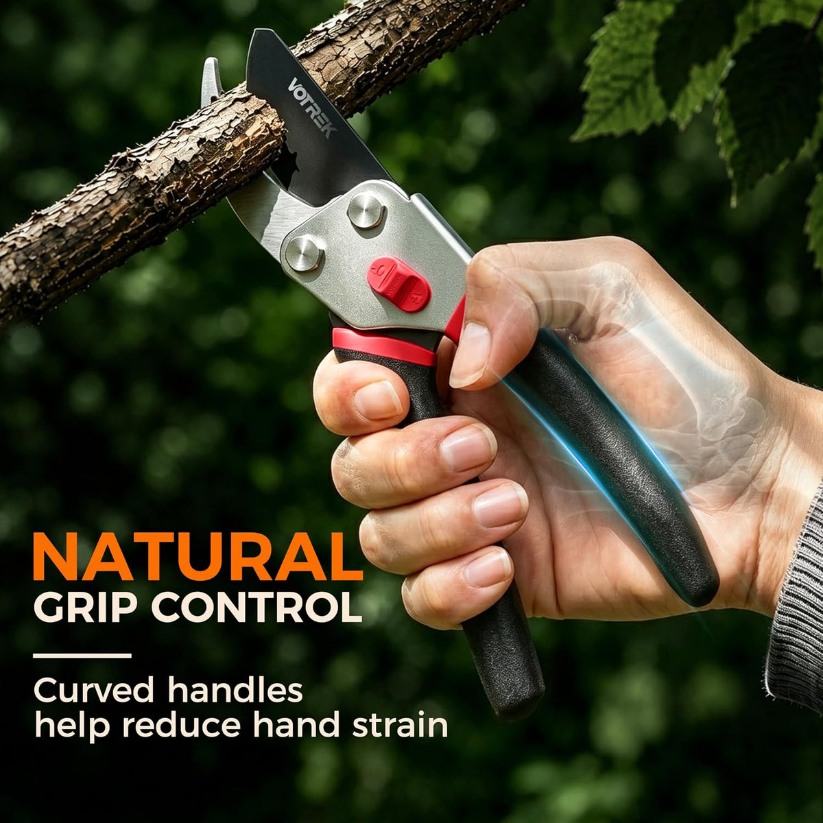 Bypass Pruning Shears, 8.5" Jam-Proof Spring Clippers for branches