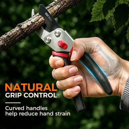 Bypass Pruning Shears, 8.5" Jam-Proof Spring Clippers for branches