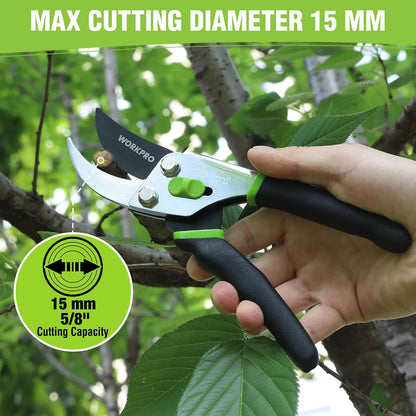 WORKPRO Pruning Shears, Garden Clippers with 5/8" Cut Capacity, 8.5" Bypass