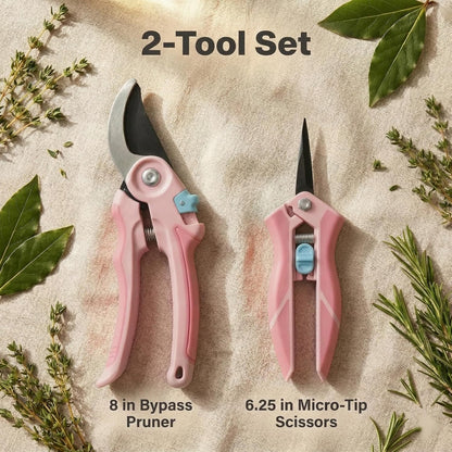 NEXON Pruning Shears 2-Pack, Bypass 8" & 6.25", SK5 Steel Garden Shears